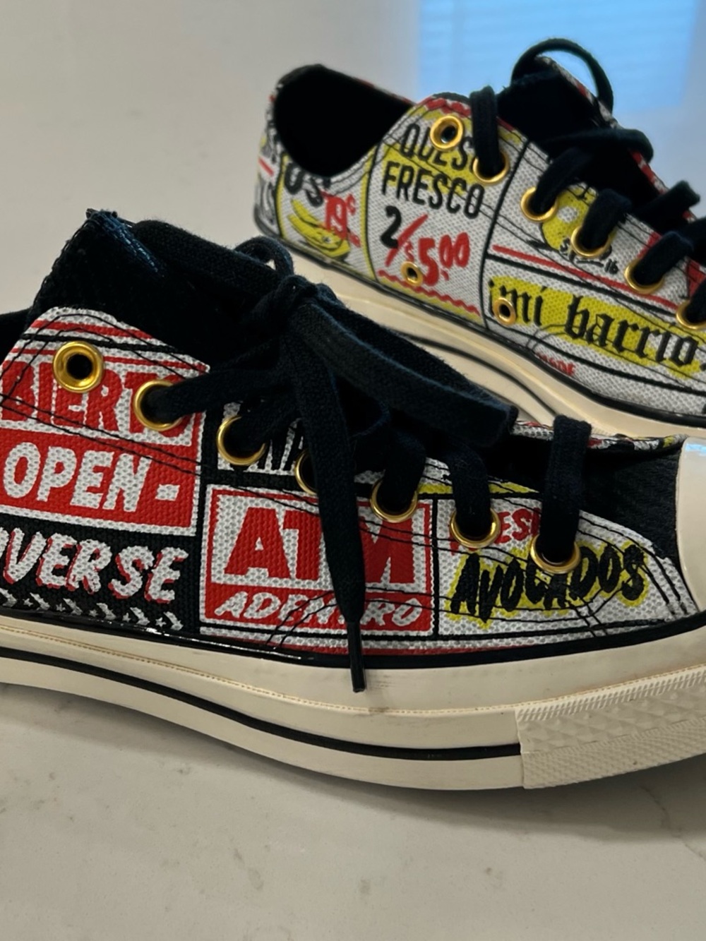 Converse Low-Top Graphic Canvas Sneakers — Mi Gente M 8.5 W 10.5